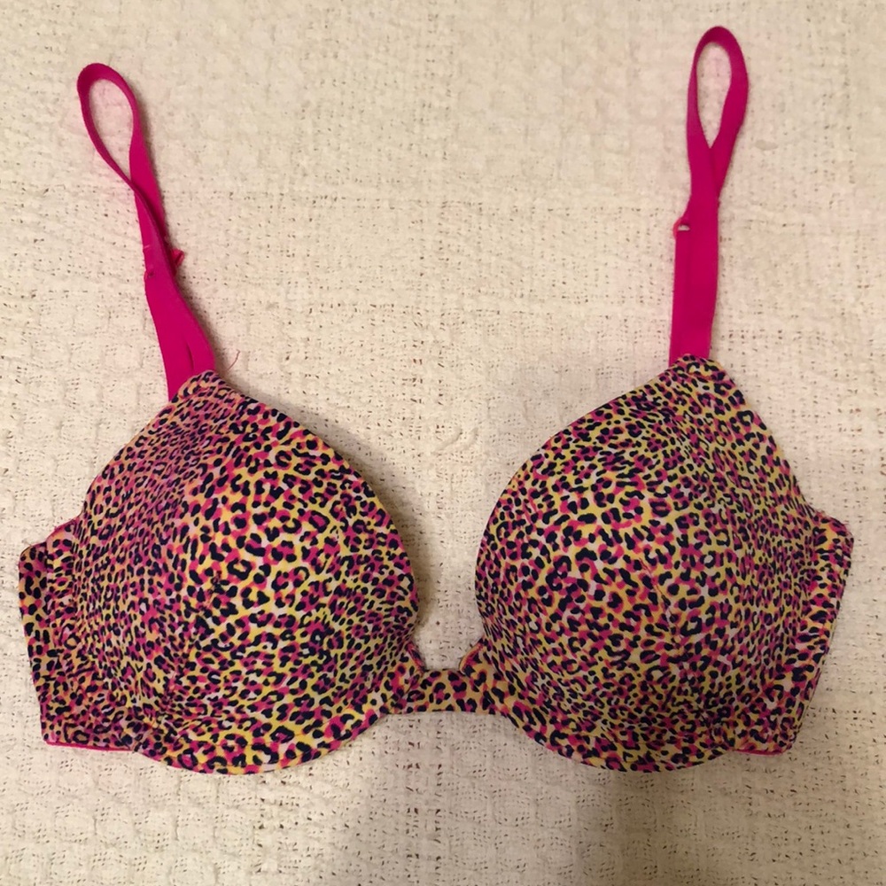 Colorful Cheetah Print Pushup Bra 32B